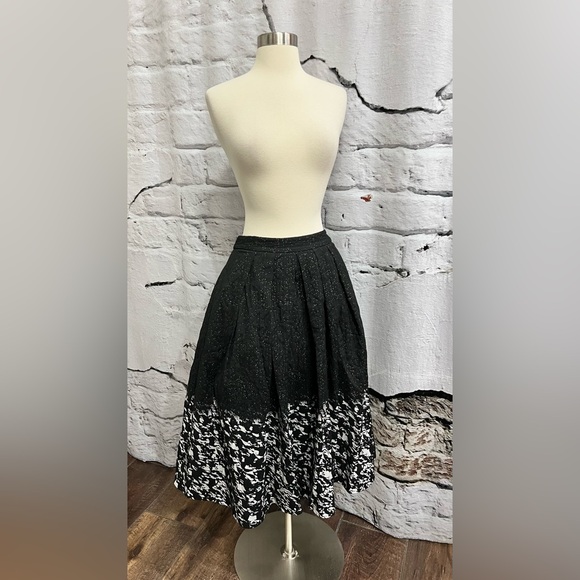 Catherines Maldandrino Black and White‎ Speckled Abstract Fit Flare Midi Skirt - Picture 1 of 6